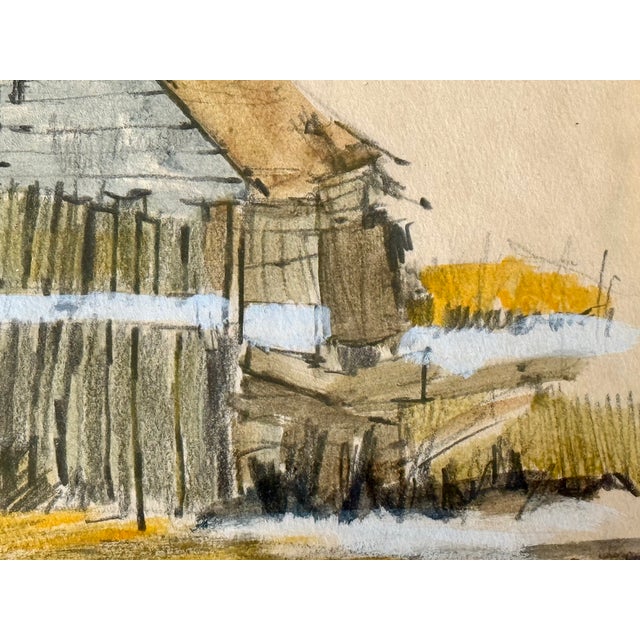 Roy Bailey Nantucket Artist Mixed Media Drawing of an Old Barn For Sale In New York - Image 6 of 9