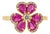 VRJewels Blooming 1.18ct Ruby Diamond Floral Cocktail Ring Size 6.5 in 14k Yellow Gold For Sale