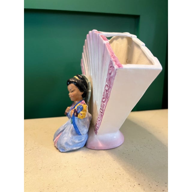 Ceramic Rare Erphila Goebel Oriental Fan Vase For Sale - Image 7 of 11