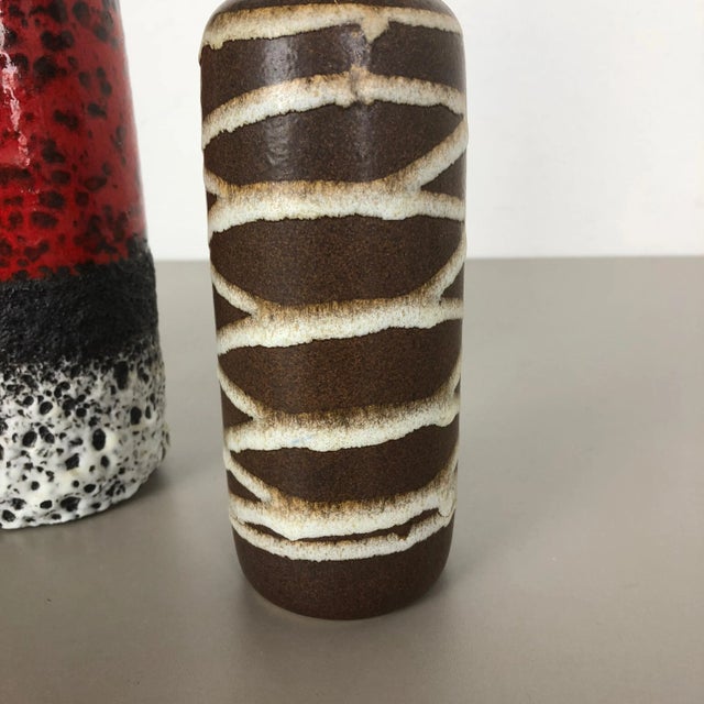 Gray Vintage Multicolor Fat Lava Pottery Vases by Scheurich, Germany, Set of 4 For Sale - Image 8 of 18