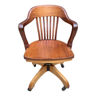 1940s Vintage Hard Rock Maple Bankers Chair For Sale