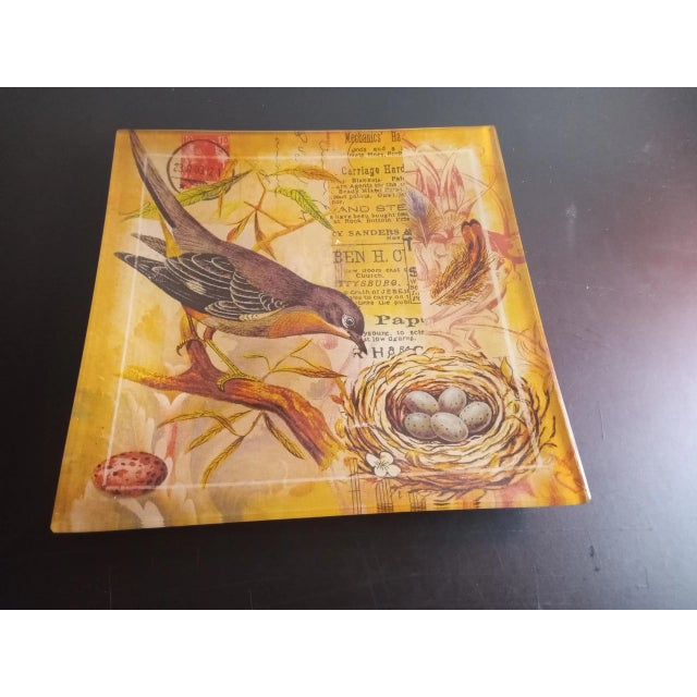 Twos Company Reverse Painted Bird Decorative Plate For Sale - Image 4 of 6