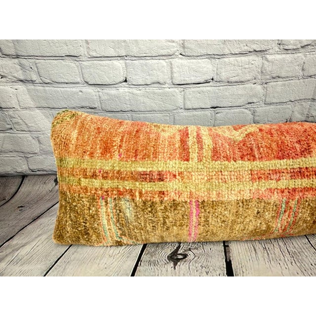 1960s 12 x 46 Lumbar Rug Pillow Timeless Textiles Turkish Pillow Cushion Cover For Sale - Image 5 of 7