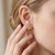 Contemporary Garnet Flush Set Huggie Hoop Earrings - Dainty Minimalist Hoops - A Pair For Sale - Image 3 of 4