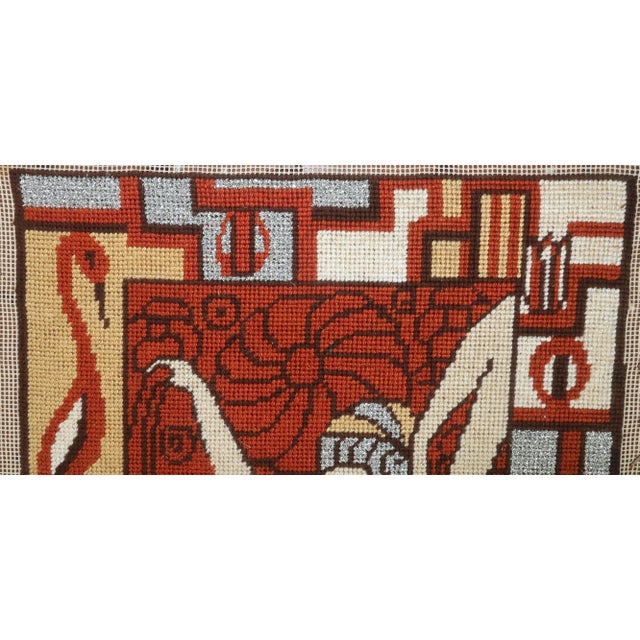 1970s Art Nouveau Deco Style Lady Needlepoint Hanging With Metallic Threading For Sale - Image 5 of 11