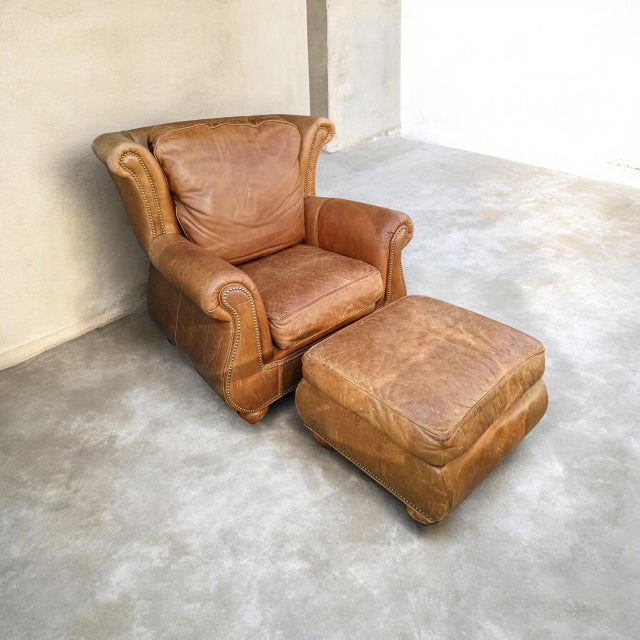 Traditional The Ultimate Statement of Luxury: The Cibola Furniture International Oversized Club Chair & Ottoman Set For Sale - Image 3 of 12