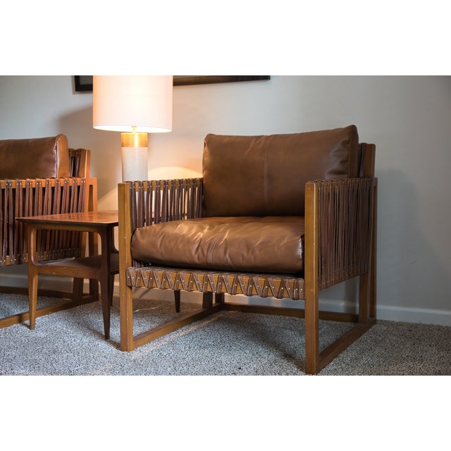 Boho Chic Late 20th Century Palecek Attributed Commodore Lounge Chairs (2) For Sale - Image 3 of 12