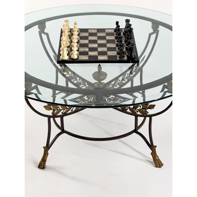 Vintage Italian Regency-Style Round Metal & Glass Coffee Table For Sale - Image 9 of 9