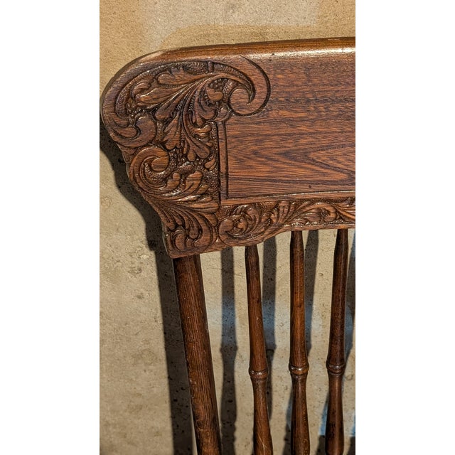 Set of Four (4) Antique Oak Pressed Back Dining Chairs For Sale - Image 4 of 11