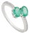 Toi Et Moi 1ct Oval Emerald & Diamond Bypass Ring in 14k White Gold Size 5.5 For Sale