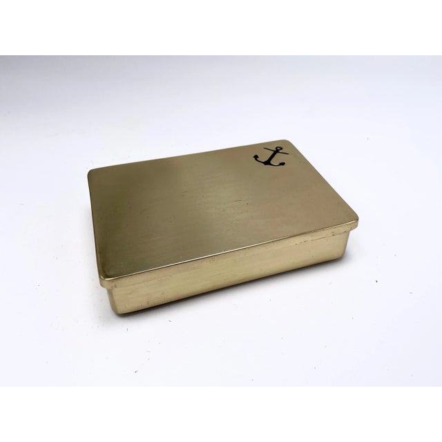 This box has been made in France, circa 1970. It is in a very good condition. The material is Brass, in a gold color, with...