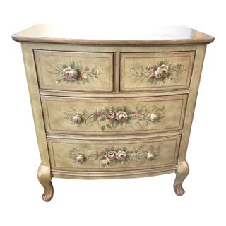 Small Painted Green Chest With Flowers For Sale