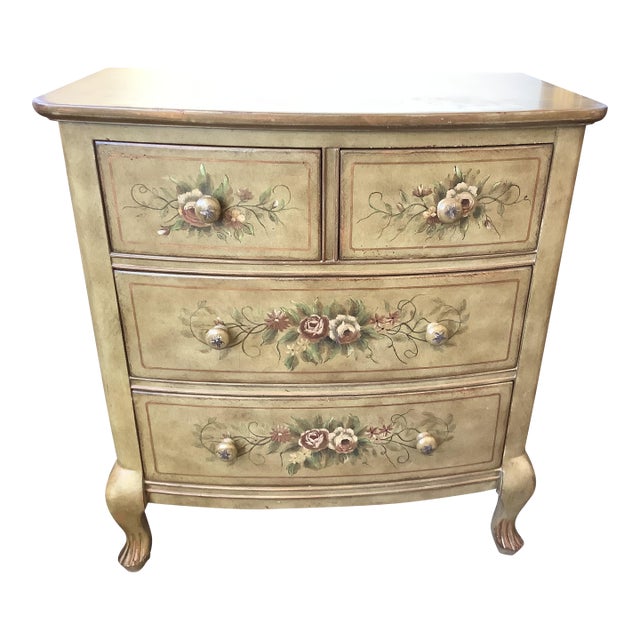Small Painted Green Chest With Flowers For Sale