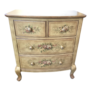 Small Painted Green Chest With Flowers