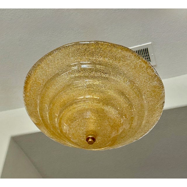Glass Murano Gold Rugiadoso Glass Semi Flush Mount Ceiling Light For Sale - Image 7 of 17