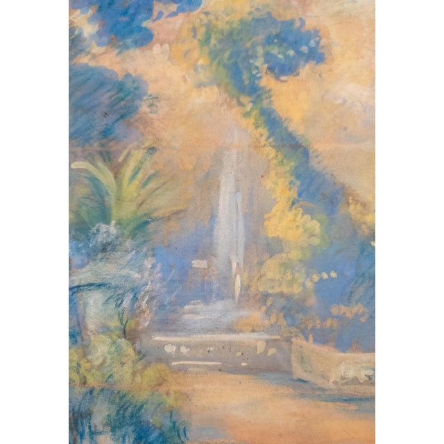 19th Century French Impressionist Oil Pastel Study of a Garden in Giltwood Frame For Sale - Image 11 of 15
