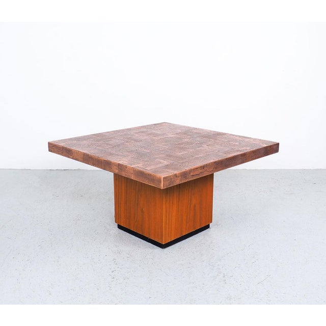 Brutalist Coffee Table in Copper and Teak by Heinz Lilienthal, 1970s For Sale - Image 3 of 13