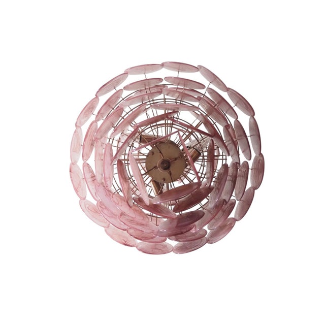 Murano Glass Pendant Light in Pink and Lilac Disc from Justfurnituress SRL For Sale - Image 11 of 14