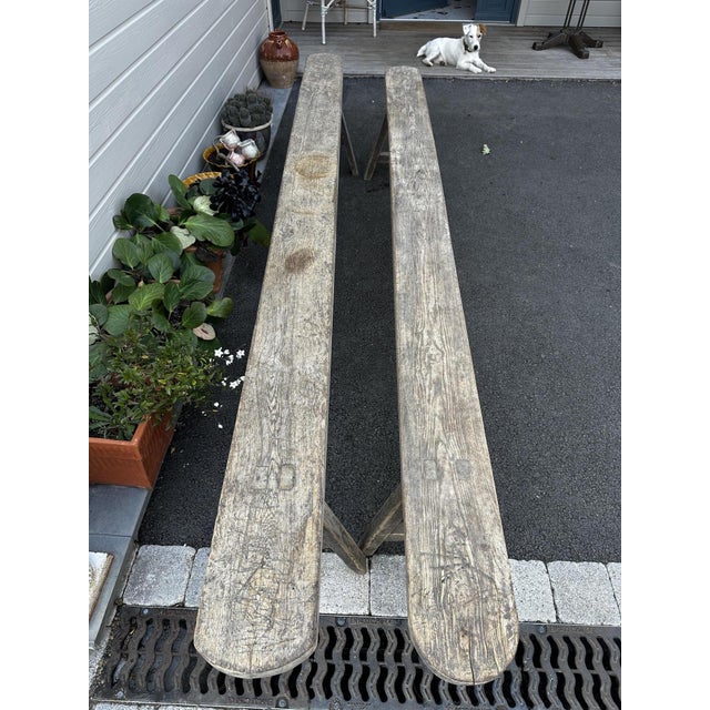 Wood Vintage Benches in Raw Wood, 1920s, Set of 2 For Sale - Image 7 of 11