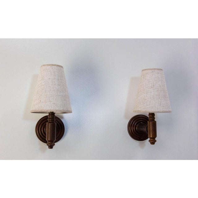 Sconces in Beech from Dudouyt, 1940, Set of 2 For Sale - Image 3 of 12