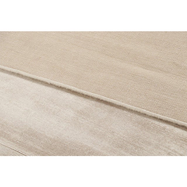 Cream Contemporary Distressed Textural Art Silk Extra Long Runner by Rug & Kilim, India For Sale - Image 8 of 8
