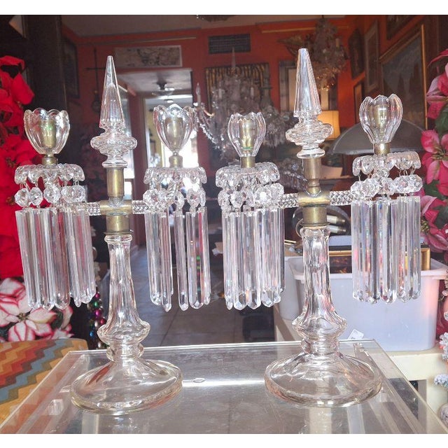 19thc French Regency Cut Glass & Crystal Candelabra Attrib. St Louis a - Pair For Sale - Image 17 of 18