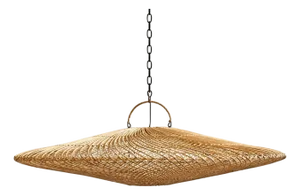 Modern Raw Wicker Discus Pendant Light Large
