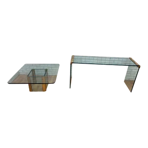 Mid Century Modern Waterfall Coffee and Console Table for Pace Collection