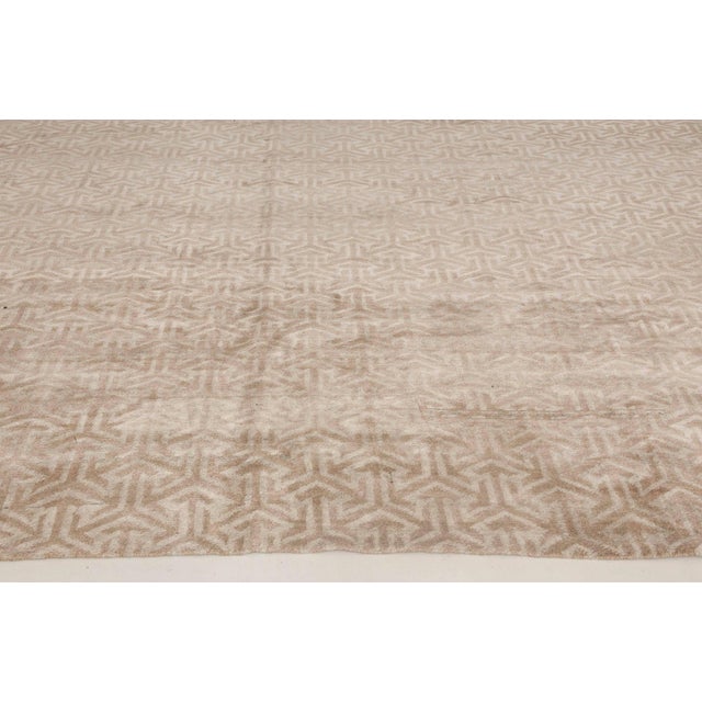 Modern Geometric Tibetan Terra Rug in Natural Wool by Doris Leslie Blau For Sale - Image 4 of 8