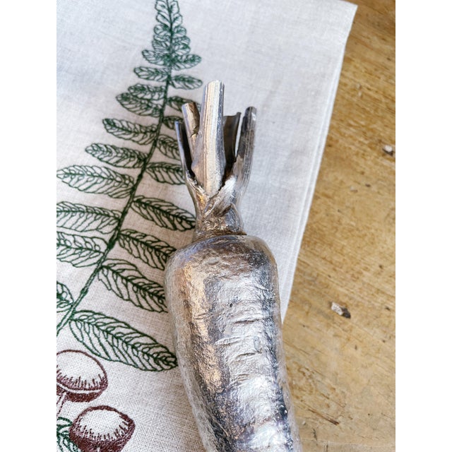 A wonderful vintage silvered cast bronze sculptural carrot made by Maitland Smith! In fantastic condition, no breakage or...