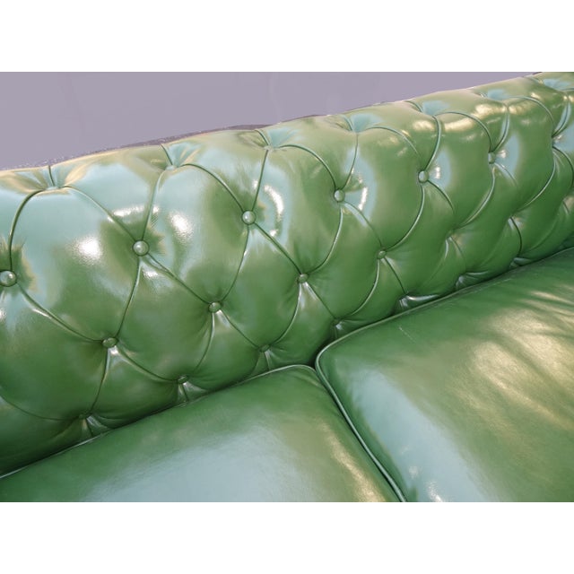 Green Vintage Chesterfield Sofa Green Tufted Leather Couch For Sale - Image 8 of 12
