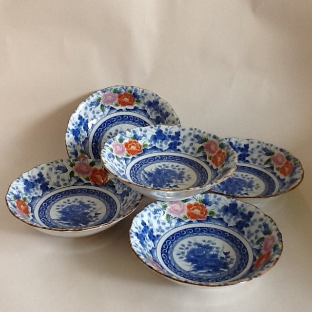 Blue & White Floral Japanese Bowls Set of 5 Chairish