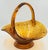Mid-Century Modern Brockway Indiana Glass Large Tiara Amber Sandwich Handled Basket Signed j.t. For Sale - Image 3 of 10