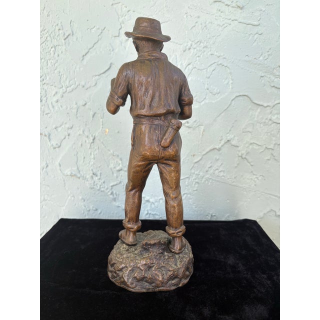 Antique Patinated Spelter Figure of a Young Laborer With Tool, C. 1900–1920 For Sale - Image 4 of 8