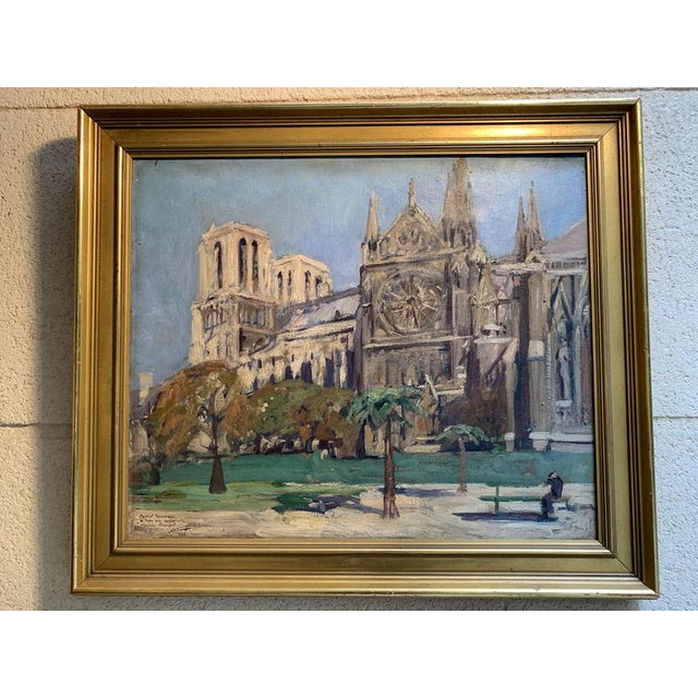 Lucien Jonas, 1880 -1947 The Garden of Notre Dame, 1928 Oil on canvas Signed by the artist Size: 65 x 55cm Dimensions with...