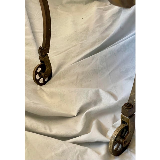 Early 20th Century Italian Rotating Round Brass & Glass Bar/Desert Cart Trolley Removeable Tray For Sale - Image 12 of 12