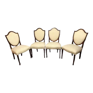 Stickley Federal Style Shield Back Upholstered Back Dining Chairs. Set of 4