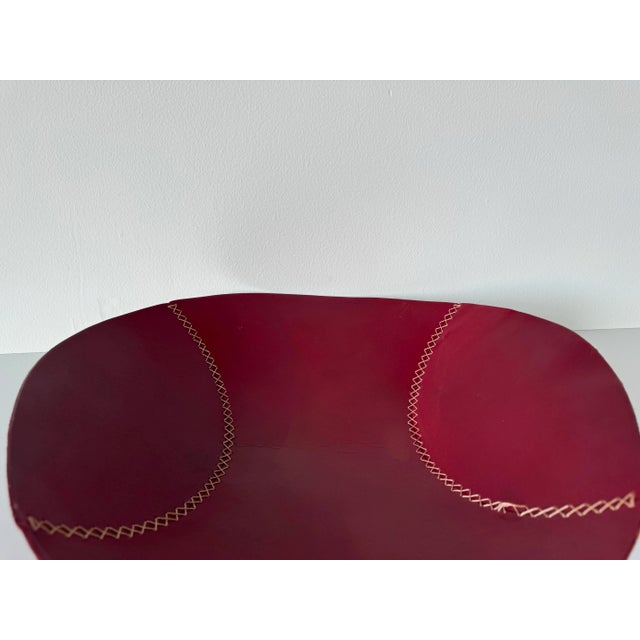 1980's Vintage Baseball Ball - Shape Red Leather Bowl / Dish For Sale In Miami - Image 6 of 12