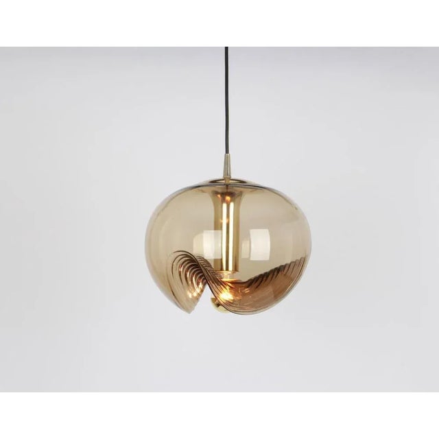 Gray Large Smoked Glass Pendant Light from Peill & Putzler, Germany, 1970s For Sale - Image 8 of 11