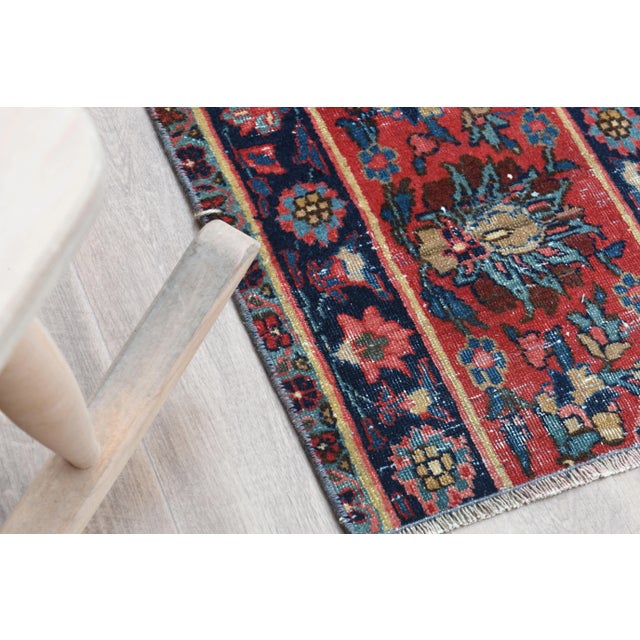 1970s 1970s Turkish Oushak Handmade Wool Cotton Red Runner Rug For Sale - Image 5 of 11