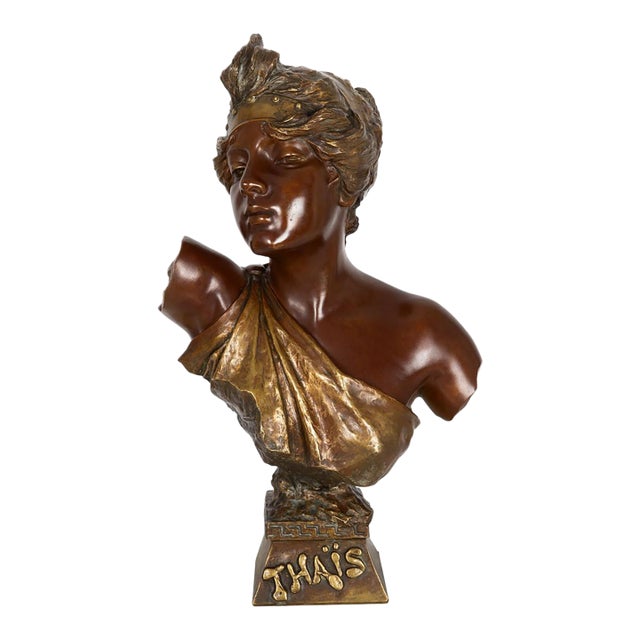 Emmanuel Villanis Bronze Sculpture Bust of Thais For Sale