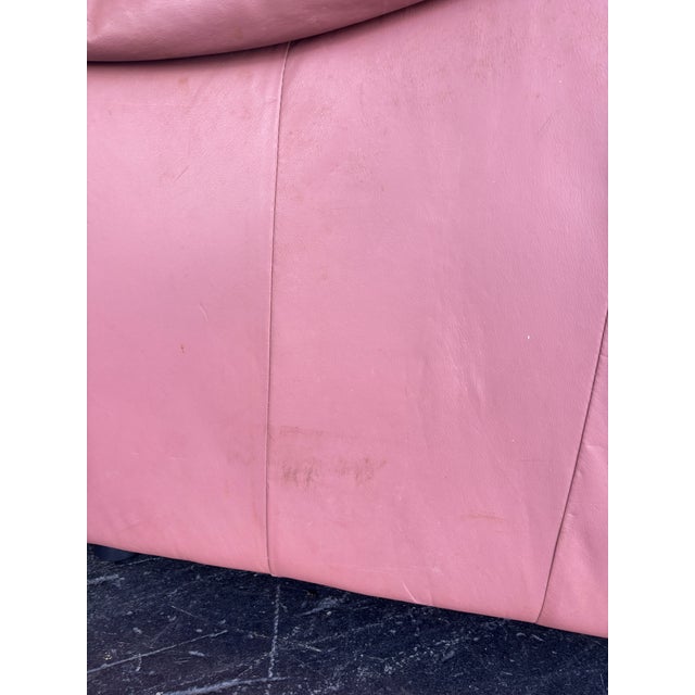 Postmod Pink Leather Loveseat W/ Otto For Sale - Image 16 of 18