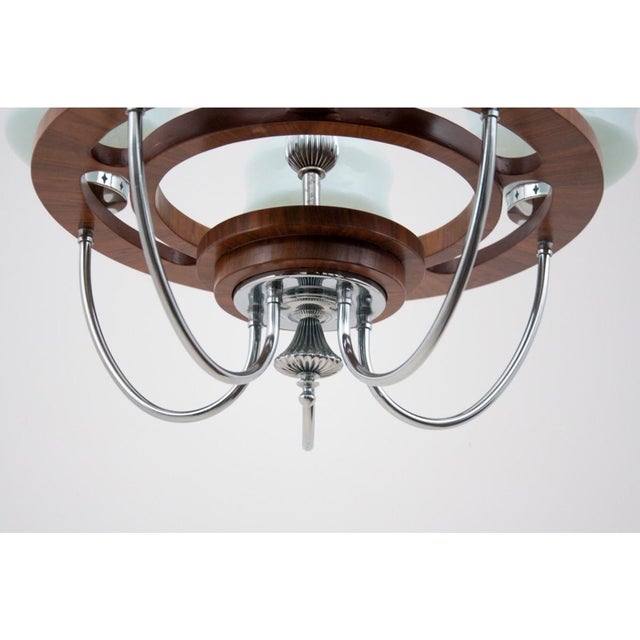 Metal Art Deco Chandelier, Poland, 1950s For Sale - Image 7 of 10