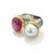 Gemstone Bochic “Orient” Red Ruby & White South Pearl Ring Set 18K White Gold & Silver, Size 7 For Sale - Image 7 of 11