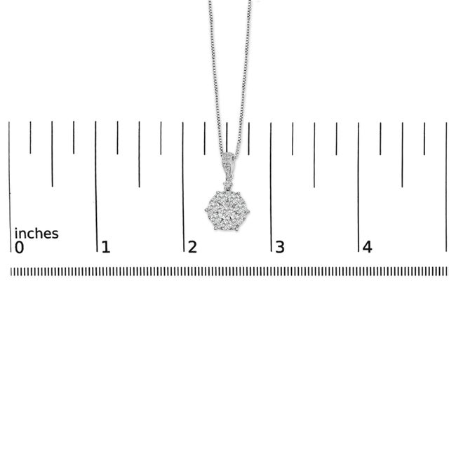 Early 21st Century 14K White Gold 1 1/5 Cttw Diamond Composite Cluster Pendant Necklace (F-G Color, VS2-SI1 Clarity) - 18" Inches For Sale - Image 5 of 5