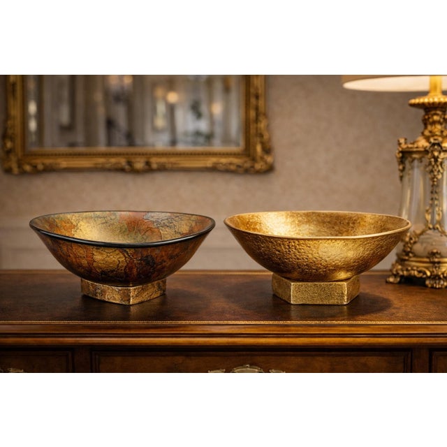 Vintage Fused Art Glass Bowl With Triangular Base – Mid-Century Modern Sculptural Centerpiece For Sale - Image 9 of 9