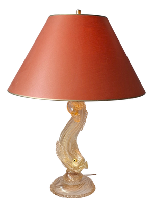 Italian Murano Glass Dolphin Table Lamp, 1960s