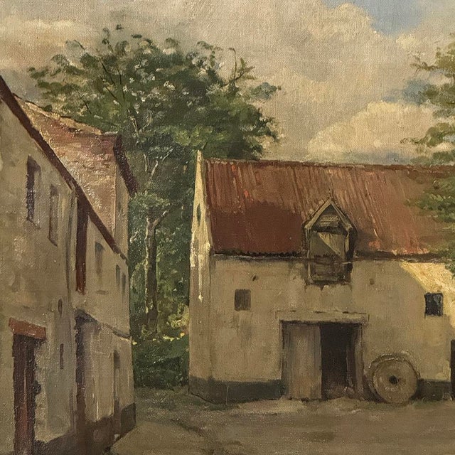 Framed Oil Painting on Canvas Signed Klein 'Country Farmhouse' For Sale - Image 12 of 16