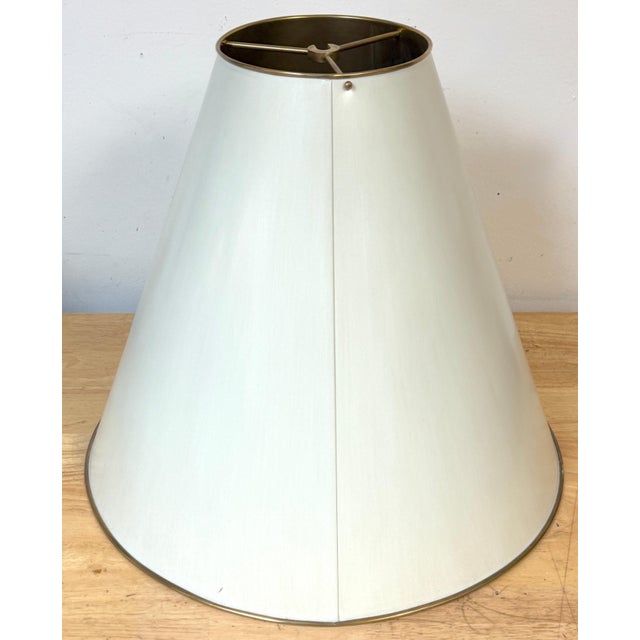 Late 20th Century French Modern Brass & Parchment Enamel Lamp Shades, Style of Royère - a Pair For Sale - Image 12 of 14