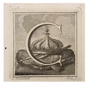 Luigi Vanvitelli, Capital Letter C, Etching, 18th Century